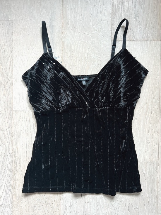 le chateau Tops - 1998 Vintage Le Château | Velvet Sequin Cami Top